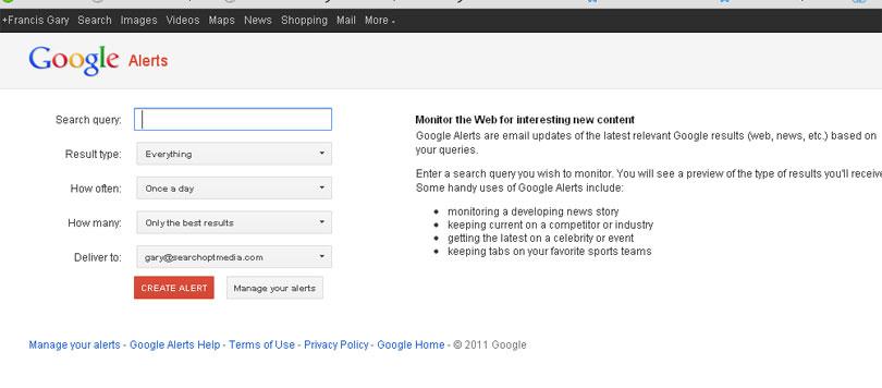 Setting Up Google Alerts