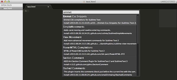 sublime text install emmet