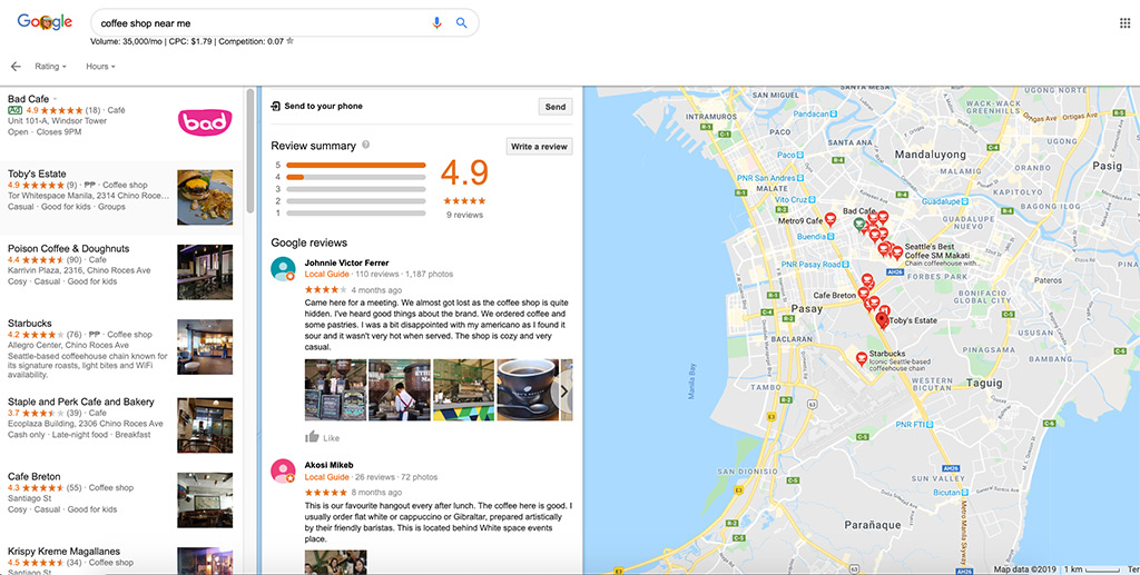 Local customer reviews