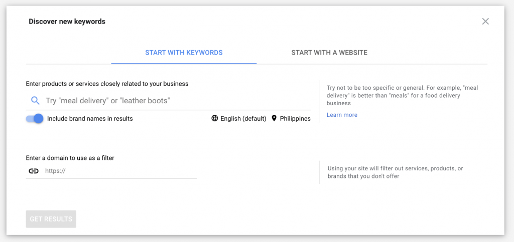 google keyword planner