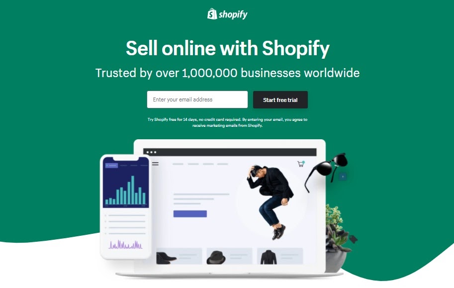 Shopify seller sign-up page