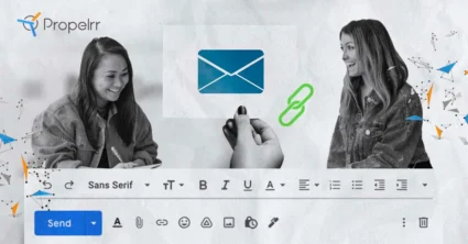 Two women looking at an email with a chain link