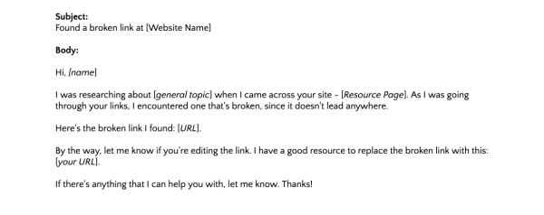 broken link building email template