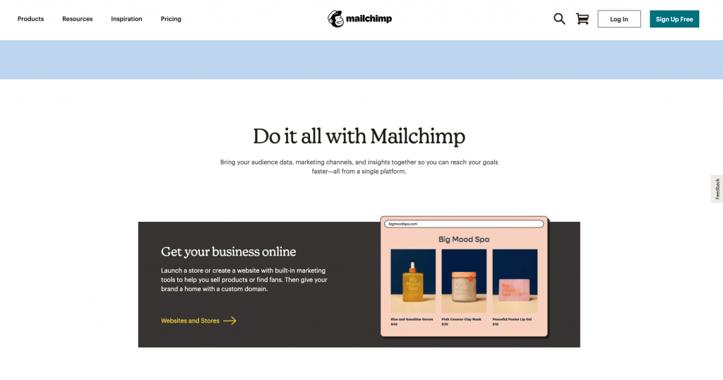 Mailchimp invite to get your business online