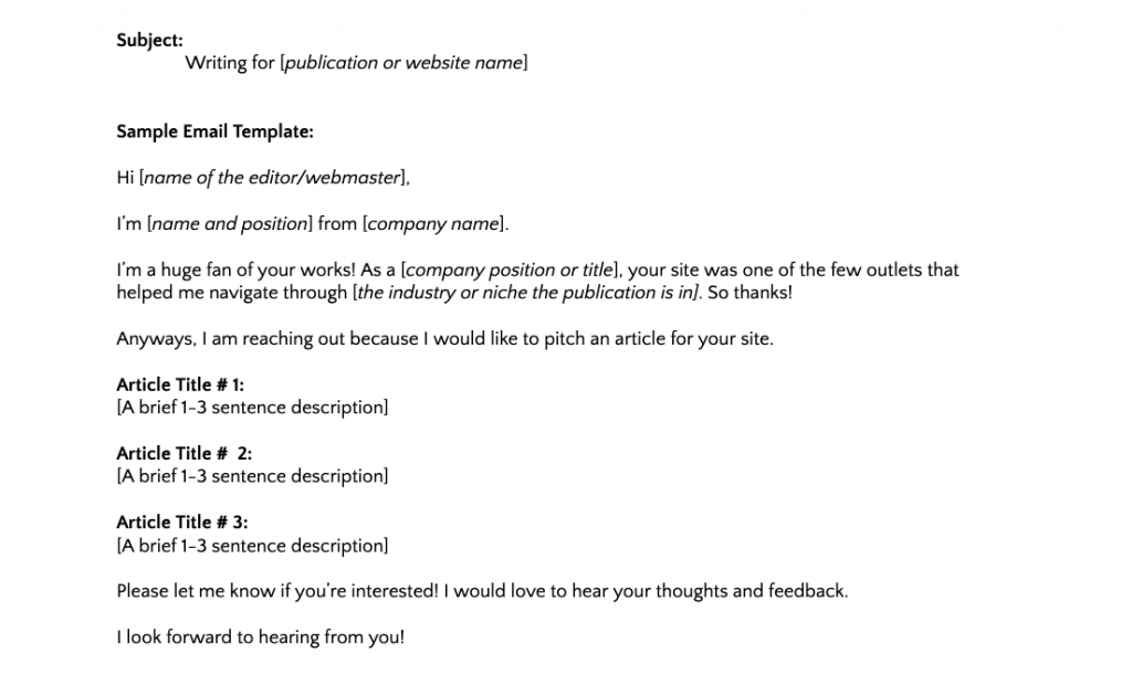 Linkbuilding sample request via email
