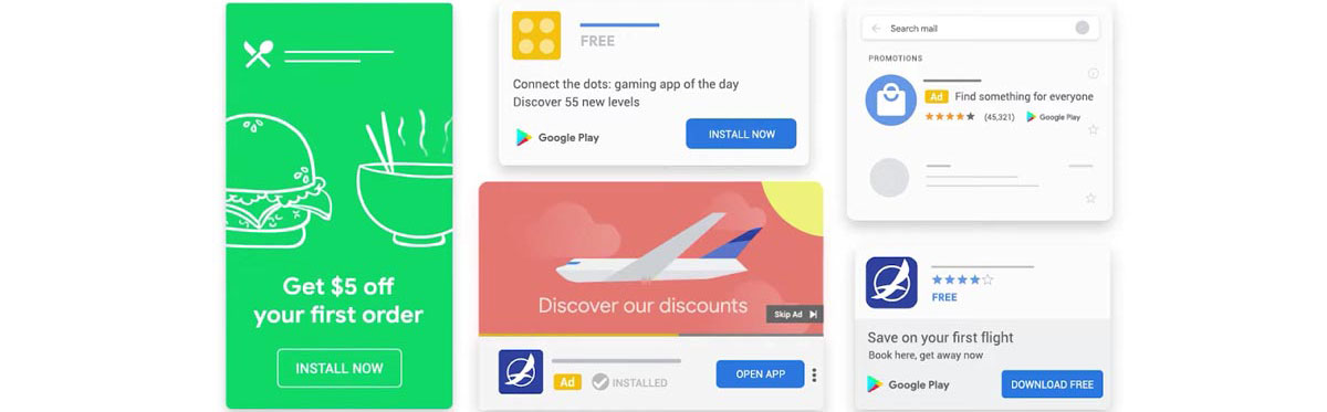 Examples of App campaign advertisements
