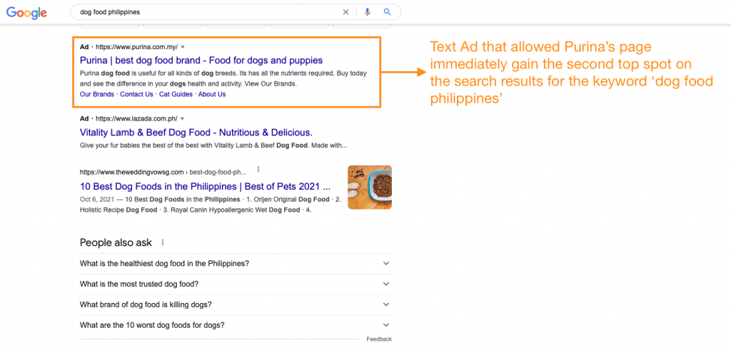 sample text advertisement on google