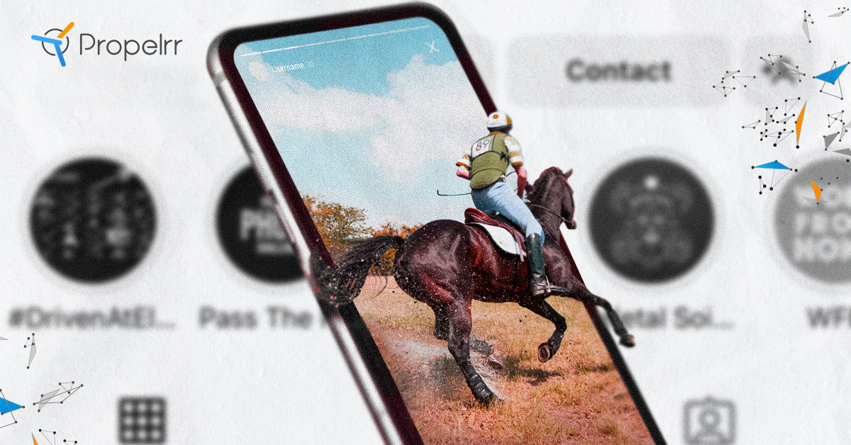 A drawing of a horse racer on a mobile phone