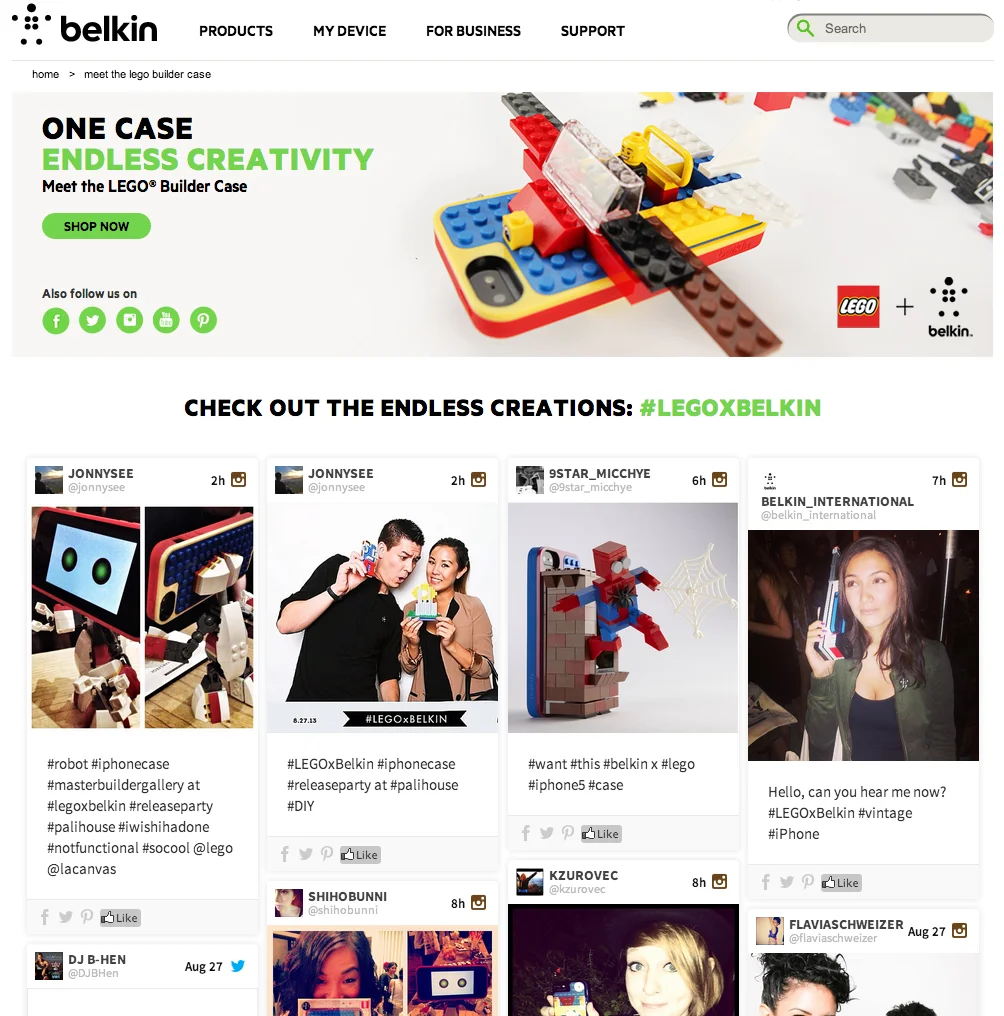Belkin user generated content