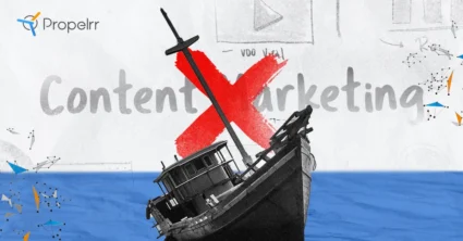 ship crashing with the word content marketing being erased in the background