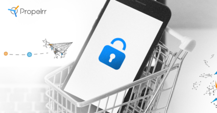 A locked phone screen placed inside a shopping cart