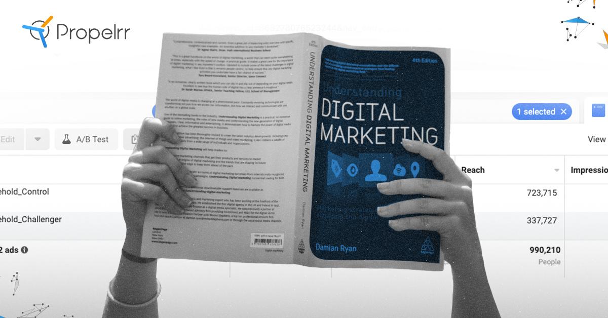 A pair of hands showing the book Understanding Digital Marketing