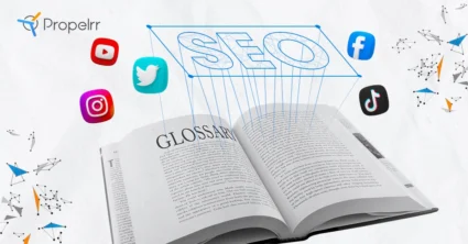 book opening showing seo glossary