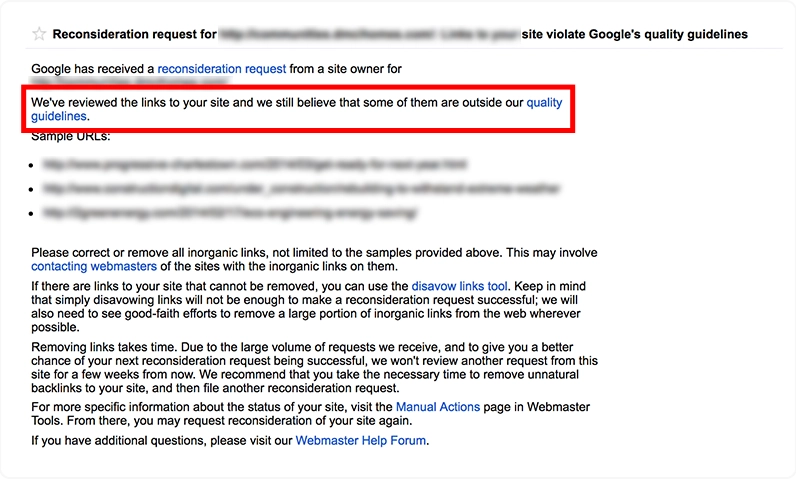 google reconsideration request