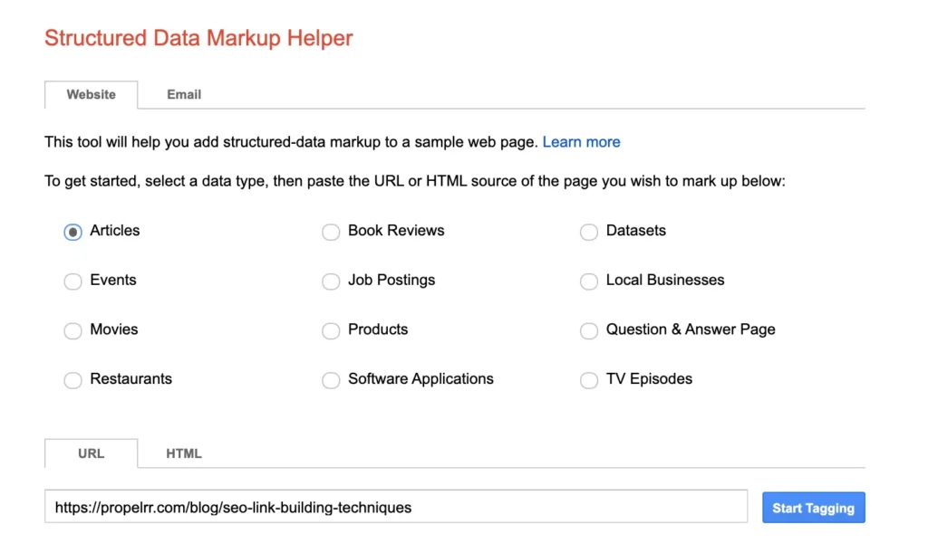 structured data markup helper